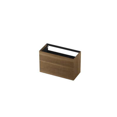 INK Wastafelonderkast - 100x45x65cm - 2 lades - push to open - verticaal gefreesd - Eiken - Chocolate