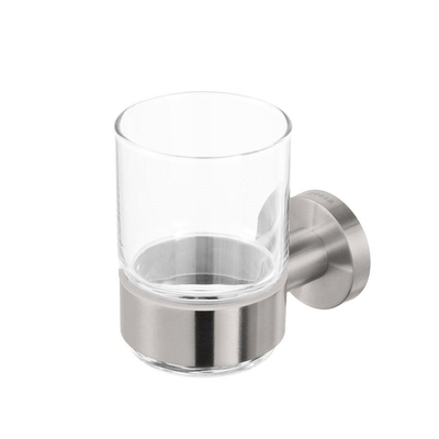 Geesa Nemox Porte-gobelet avec verre Acier inox brossé