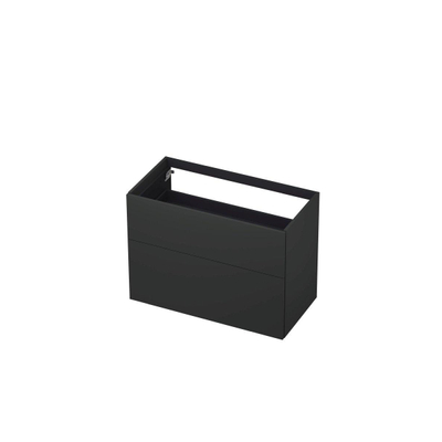 INK Meuble sous-lavabo - 90x45x65cm - 2 tiroirs - push to open - avec façades rapportées droites - laque MDF - anthracite mat