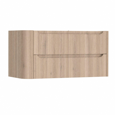 H&R Badmeubelen Juice Meuble sous lavabo - 100x45x50cm - angle gauche arrondi - 2 tiroirs - poignée intégrée - chêne Rockford