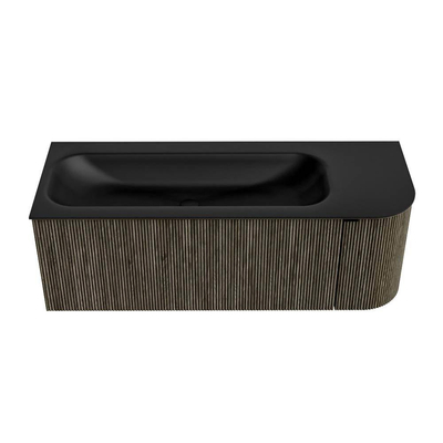 Mondiaz KURVE Badkamermeubelset - 125x46x40cm - 1 lade - 1 deur - wastafel solid surface - links - zonder kraangat - Shadow