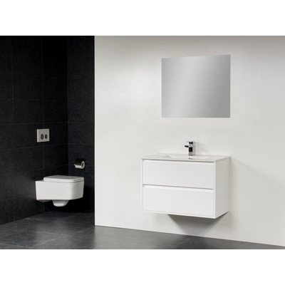 Saniclass New Future Meuble salle de bain avec miroir 100cm Blanc brillant