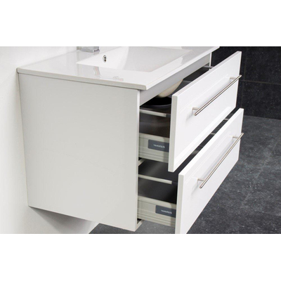 BRAUER Exclusive Line Kera Meuble salle de bain avec miroir 60cm 1 trou pour robinetterie Blanc