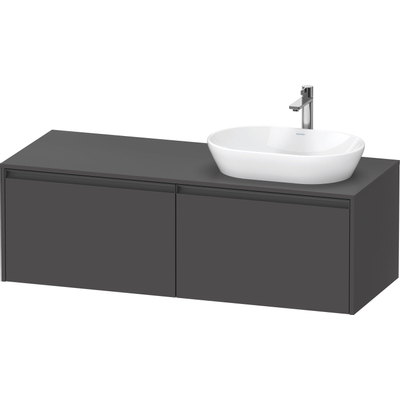 Duravit Ketho.2 Wastafelonderbouwkast - inclusief consoleplaat - met 2 laden - voor waskom rechts - 140x55x45.9cm - met handgrepen antraciet - grafiet mat