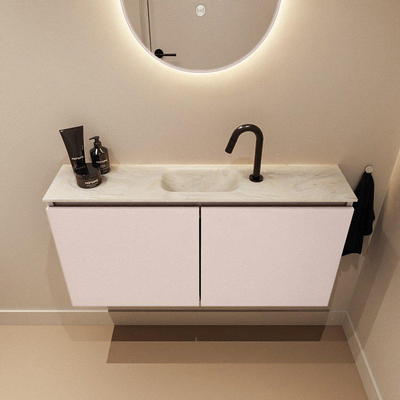 MONDIAZ TURE-DLUX meuble WC 100 cm Rosee. EDEN lavabo Ostra position milieu. Avec 1 trou de robinet.