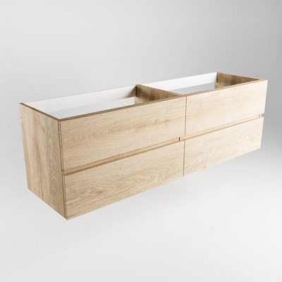Mondiaz VICA meuble sous-vasque - 160x45x50cm - 4 tiroirs - découpe à gauche et à droite - fermeture douce - chêne lavé