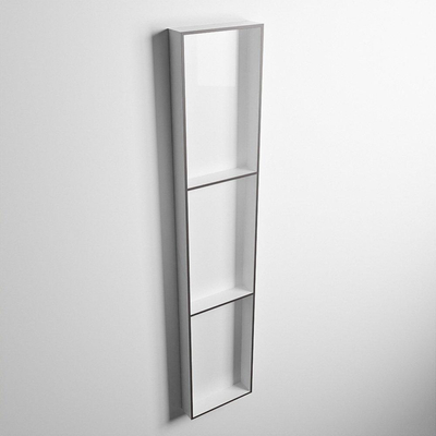 Mondiaz Easy nis 29.5x149.5x8cm voor Inbouw/opbouw 3 open vakken Solid surface Talc/DarkGrey