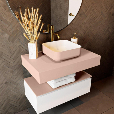 Mondiaz TOP 51 Vrijhangend Topblad - 80x51x12cm - geschikt voor waskom - Solid surface - Rosee