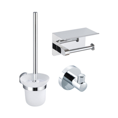 Fortifura Calvi Pack WC - porte-rouleau - brosse de toilette - crochet à serviette - chrome