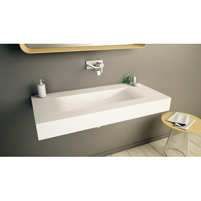 Ideavit Lavabo 100x48x11cm 0 trous de robinet Acrylique mat blanc