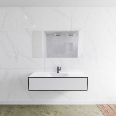 Mondiaz Lagom Meuble avec 1 tiroir 130x30x45cm vasque Cloud central 1 trou de robinet Solid Surface Urban