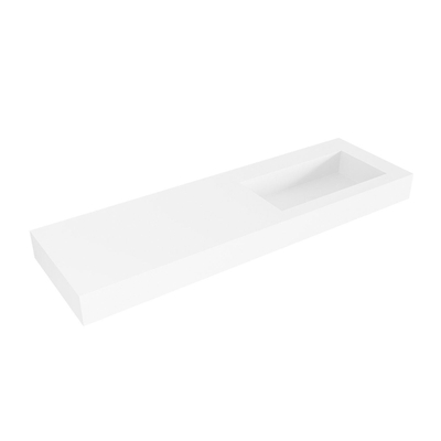 Mondiaz ZINK Talc Vrijhangende wastafel - 150cm - wasbak rechts - rand 12cm - Solid surface Talc