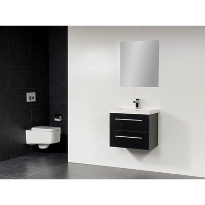 Saniclass XS line Meuble salle de bain avec miroir peu profond 60cm Black Wood
