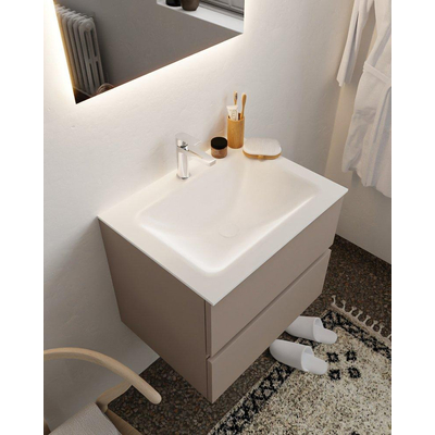 Mondiaz VICA ensemble de meuble de salle de bain - 60cm - meuble sous-vasque fumée - 2 tiroirs - lavabo nuage milieu - 1 trou de robinet - version XL 60cm haut