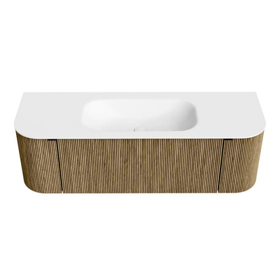 Mondiaz KURVE Badkamermeubelset - 140x46x40cm - 1 lade - 2 deuren - wastafel solid surface - midden - zonder kraangat - Dusk