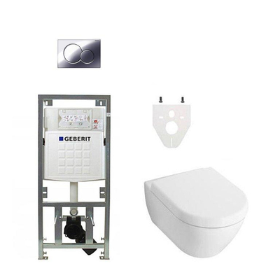 Villeroy en Boch Subway 2.0 DirectFlush ceramic+ toiletset met Geberit reservoir en bedieningsplaat chroom