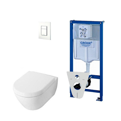 Villeroy en Boch Subway 2.0 DirectFlush softclose toiletset met Grohe reservoir en bedieningsplaat wit