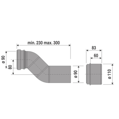 Abu Coude à pont pour Réservoir WC debout et Réservoir WC encastré 80mm