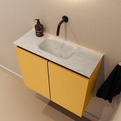 MONDIAZ TURE-DLUX 60cm toiletmeubel Ocher. EDEN wastafel Opalo positie midden. Zonder kraangat.