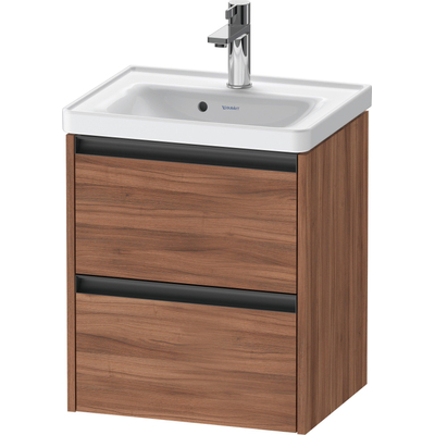 Duravit Ketho.2 Wastafelonderbouwkast - met 2 laden - 48.4x37.5x54.9cm - met grepen antracietnoten - mat noten (hout)