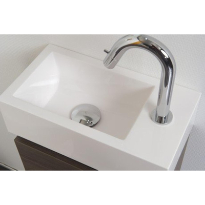 INK Contra lave-mains 40x22x10cm lavabo à droite 1 trou de robinet polystone blanc brillant