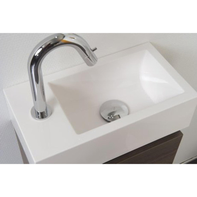 INK Contra Lavabo - 40x22x12cm - vasque à droite - 1 trou de robinet - polystone blanc mat