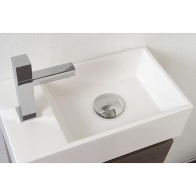 INK Contra Lavabo WC gauche carré 40x22x10cm avec trou de robinet composite blanc brillant