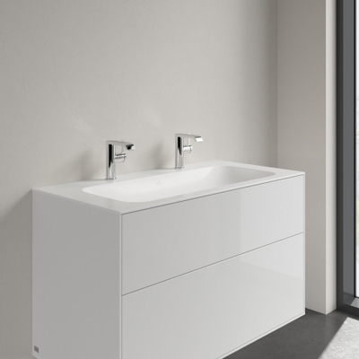 Villeroy & Boch finion meubelwastafel - met 2 kraangaten - 100x50cm CeramicPlus - zonder overloop - Stone White (mat wit)
