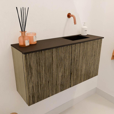 Mondiaz JOYA 80cm toiletmeubel - kleur Dusk - Wastafel FAYE positie Rechts Zonder kraangat kleur Urban.