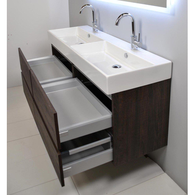 INK Unlimited ensemble meuble de salle de bains sans poignées avec miroir inclus 140cm chêne naturel