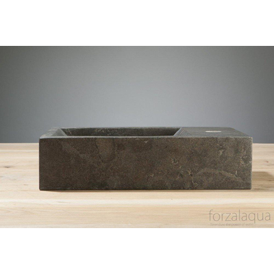 Forzalaqua Venetia fonteinbak 40x22x10cm wasbak links 1 kraangat rechts Natuursteen Hardsteen gezoet