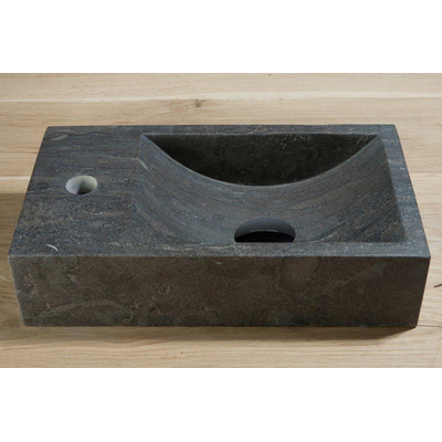 Forzalaqua Venetia lave-mains 40x22x10cm vasque à droite 1 trou de robinet à gauche Pierre naturelle Pierre bleue adoucie