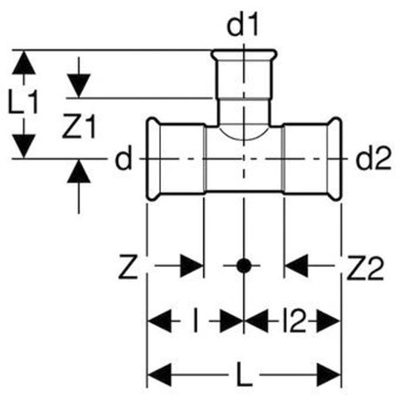 Geberit Mapress koper T-stuk verlopend - 15x12x15mm - koper