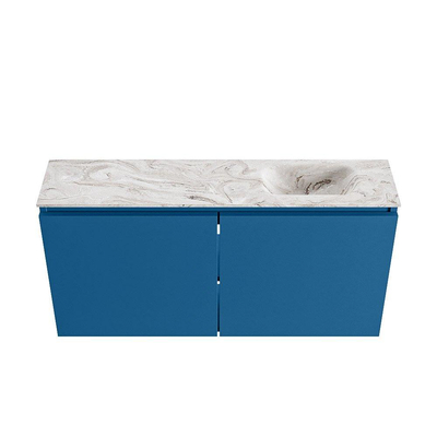 MONDIAZ TURE-DLUX 100cm toiletmeubel Jeans. EDEN wastafel Glace positie rechts. Met 1 kraangat.