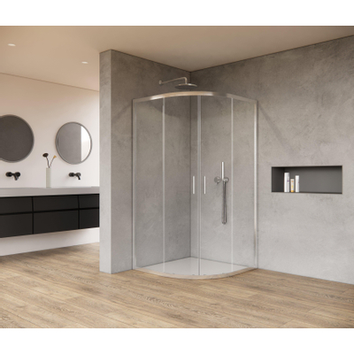 Marenza Casus Cabine de douche - 90x90x200cm - quart de cercle - verre clair - profilé - chrome