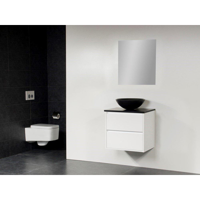 Saniclass New Future XXS Corestone13 Meuble salle de bain avec vasque à poser noir 60cm avec miroir Blanc
