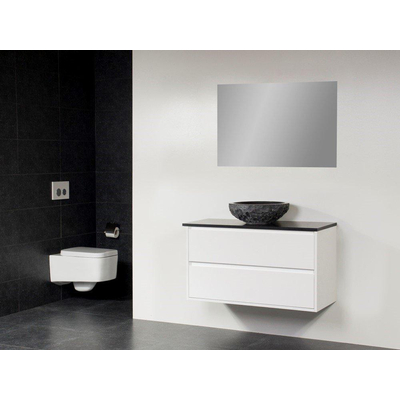 Saniclass New Future XXS Corestone13 Meuble salle de bain avec vasque à poser martelé 100cm avec miroir Blanc
