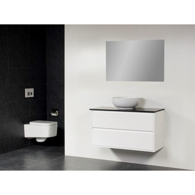 Saniclass New Future XXS Kos Meuble salle de bain avec vasque à poser 100cm brillant avec miroir Blanc