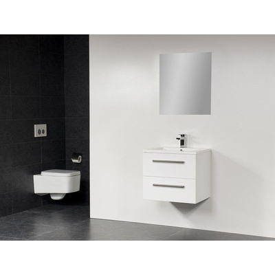 Saniclass Bologna Meuble salle de bain avec miroir 60cm avec deux tiroirs Blanc