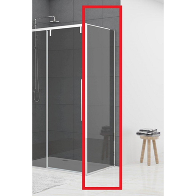 Van Rijn Products ST06 Wand - 98.5x200cm - rookglas - dikte 8mm - tbv hoekcabine - chroom
