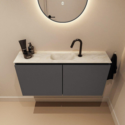 MONDIAZ TURE-DLUX Meuble toilette - 100cm - Dark Grey - EDEN - vasque Ostra - position centrale - 1 trou de robinet