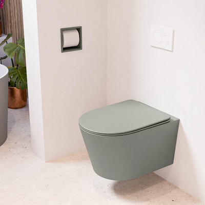 MONDIAZ LAVIE wandclosetpack - 36x53cm - diepspoel - rimless - Smoke (grijs) - softclose - quick-release - toiletzitting - Smoke (grijs)