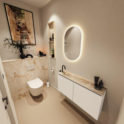 MONDIAZ TURE-DLUX 100cm toiletmeubel Talc. EDEN wastafel Frappe positie links. Met 1 kraangat.