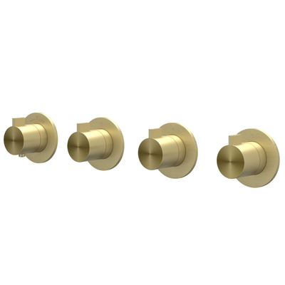 IVY Tribe Partie apparente - pour mitigeur thermostatique encastré - 3 robinets d’arrêt - symmetry - rosaces rondes - Inox 316 - or mat brossé PVD