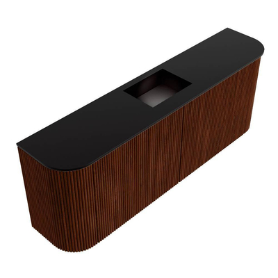 Mondiaz JOYA Meuble de salle de bains 113.2cm - arrondis gauche et droite couleur Ruby - Vasque FAYE position Milieu Sans trou de robinet couleur Urban