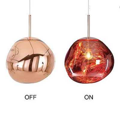 Njoy lampe suspendue en verre rose gold avec raccord e27 20cm ip20 avec lampe 4w transparente