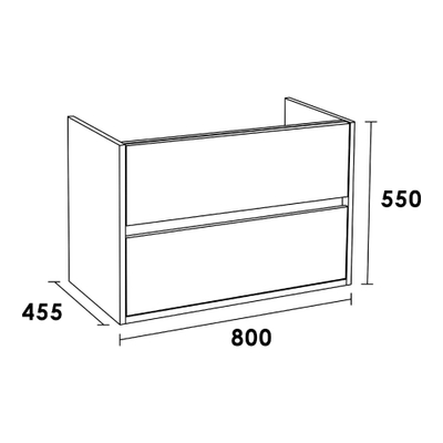 BRAUER Nexxt Meuble sous vasque 80x45.5x55cm 2 tiroirs 1 espace siphon sans poignées MFC Almond