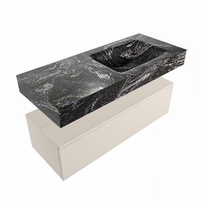Mondiaz ALAN-DLUX Ensemble de meuble - 110cm - meuble Linen mat - 1 tiroir - Lavabo Cloud Lava suspendu - vasque Droite - 1 trou de robinet