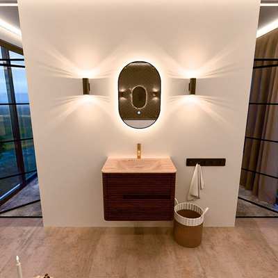 Mondiaz CIRO-DLUX Meuble de salle de bains set - 70x45x50cm - Vasque solid surface Saba - 1 lavabo au milieu - 1 trou de robinet - 2 tiroirs - Ruby