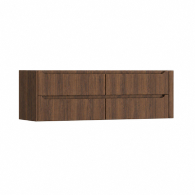 H&R Badmeubelen Juice Wastafelonderkast - 160x45x50cm - rechterhoek afgerond - 4 lades - geïntegreerde greep - Dark oak
